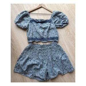 Madewell Blue Floral Skirt Set